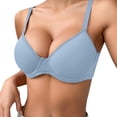 thumbnail image 1 of VEKDONE Women's Soft Breathable Solid Color Bra Push-up Bra Light Blue 90C, 1 of 9
