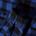 thumbnail image 4 of aohooy Flannel Jacket for Men with Hood - Trendy Casual Button Down Plaid Long Sleeve Fall Jackets Shacket with Pockets Blue,L, 4 of 6