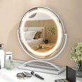 thumbnail image 2 of Costway Miroir de Maquillage Rond de 16 Pouces avec Lumières, 3 Couleurs, Gradable, Commande Tactile, Blanc, 2 of 10