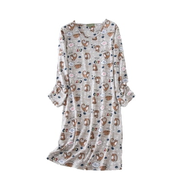 Chemise de Nuit pour Femme à Manches Longues, Robe Décontractée Imprimée pour une Détente Nocturne Confortable