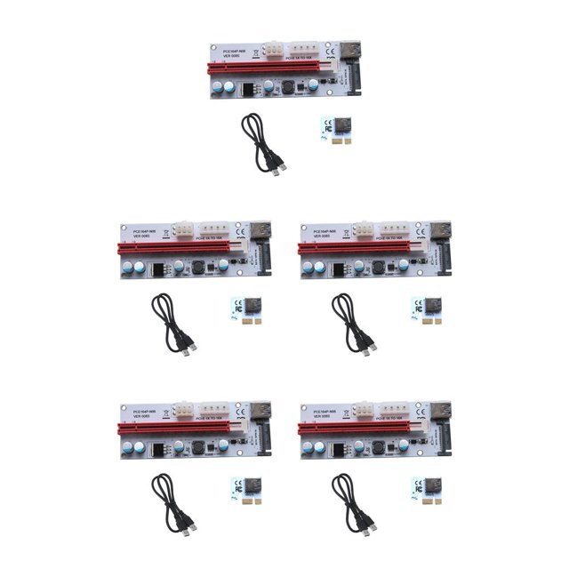 QualitChoice 1x US PCI Riser Board PCI-E 1x to 16x Extender Adapter GPU Riser Card red 5Set