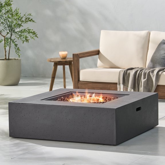 TABLE de Feu Carrée en MGO de 50000 BTU avec Réservoir Extérieur (Couvre-Réservoir Non Inclus)