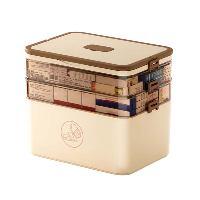 Nilvkv 3 Tier Storage Box Empty Family Emergencies First Aid Kit Container Portable Plastic Organizer Multipurpose With Handle, Organization & Storage