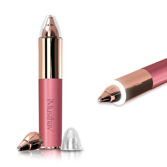 iMusthav Épilateur Portable Impeccable pour l'Épilation des Sourcils, du Nez et des Oreilles, Rasoir Électrique Indolore, Plaqué Or 18K, Lumière DEL à 360°