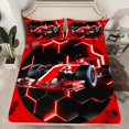 thumbnail image 1 of YST Red Race Car Bed Sheets Queen Neon Honeycomb Racing Car Games Bedding Set For Kids Boys Teen,Racing Helmet Wheel Checkered Flag Fitted Sheet Soft Breathable Fitted Bed Sheets, 1 of 4