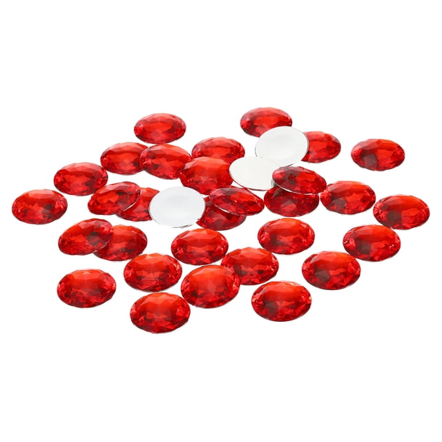 Unique Bargains 40mm Flat Back Round Acrylic Rhinestones, 50 Pack Plastic Circle Gems for Jewelry Making Costume, Red