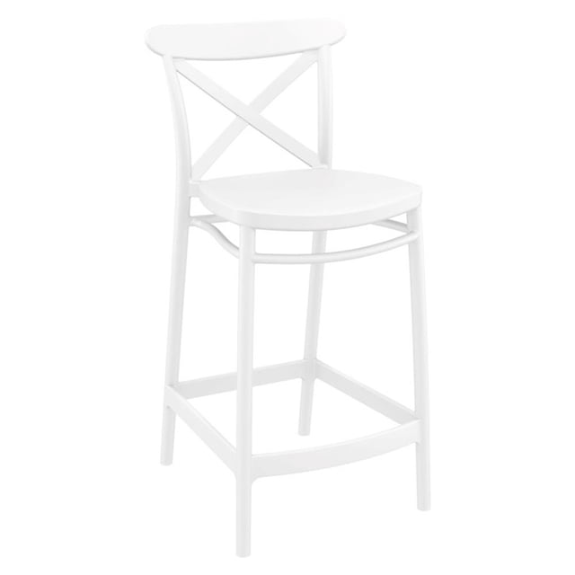 Compamia Cross Contemporary Resin Indoor Outdoor Counter Stool - Set of 1, White