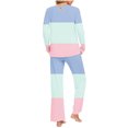 thumbnail image 4 of Yuyuzo Womens Pajama Sets 2 Piece Color Block Long Sleeve Crew Neck Tops Lounge Pants with Pockets, 4 of 6