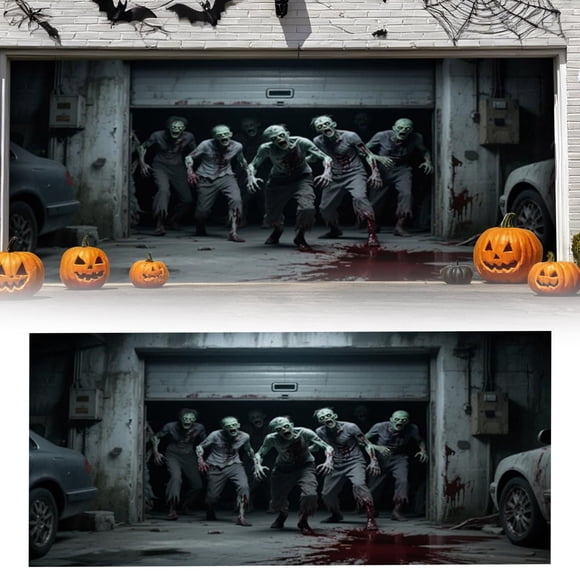 Halloween Garage Door – Fabric For Yard Party Halloween Party For Outdoor Décor"