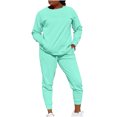 thumbnail image 1 of Timegard Ensembles 2 Pcs pour Femmes Col Ras du Cou Haut à Manches Longues Pantalon de Course Tenues d'Automne Confortables avec Poches, 1 of 6