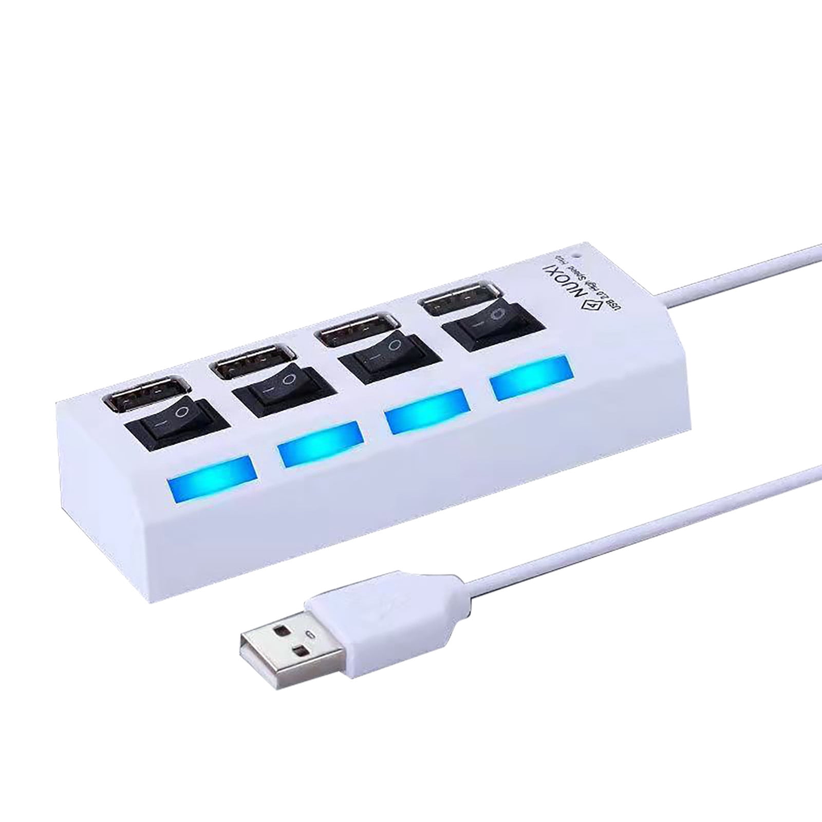 Port USB Hub Splitter 4 Port USB 2.0 Hub for Laptop USB Port Expander with On/Off Individual Compatible for All USB Device