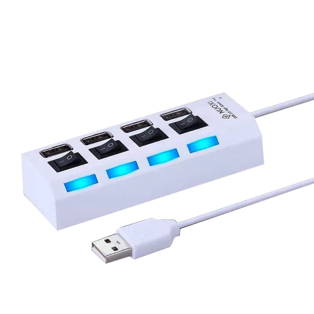 Concentrateur USB 2.0 à 4 Ports, Commutateurs Individuels, Indicateurs DEL, pour Ordinateur Portable/appareils