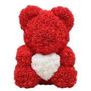 Rose Teddy Bear 10 Inches Tall Flower Bear Perfect for Anniversary Birthday Party Festivals Rose Bear(Gift Box Not Included)