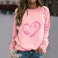 thumbnail image 2 of Rbaofujie Chandails Surdimensionnés pour Femmes Femmes Mode Décontractée Imprimé Col Rond Ample Manches Longues T-shirt Hauts Blouse Chandails à Capuchon Roses pour Adolescentes, 2 of 4