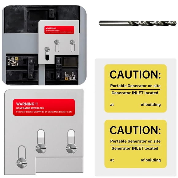 Generator Interlock Kit Compatible with Square D QO or Homeline 150 or 200 amp Panels.1 3/8 inches Spacing Between Main and Generator Breaker.Professional and Interlock Kit(1set)