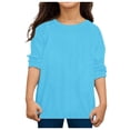 thumbnail image 4 of PMVFHDE T-Shirt à Manches Longues pour Enfants Garçons Filles Automne Printemps Col Rond Uni, Bleu, 6-7 Ans, 4 of 4