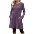 thumbnail image 1 of SHTXOZHI Robe Chandail en Tricot à Manches Longues et Col Ras du Cou Décontractée d'Automne et d'Hiver pour Femmes avec Poches, 1 of 5