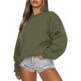 thumbnail image 1 of Mefallenssiah Mode Chandail Décontracté à Manches Longues à Col Rond pour Femmes, Coupe Ample, Hauts Blouse Vert Armée TG, 1 of 5