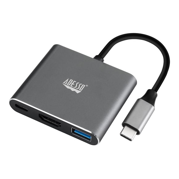 Adesso AUH-4010 3-in-1 USB-C Docking Station – HDMI, USB-A, USB-C, Plug & Play