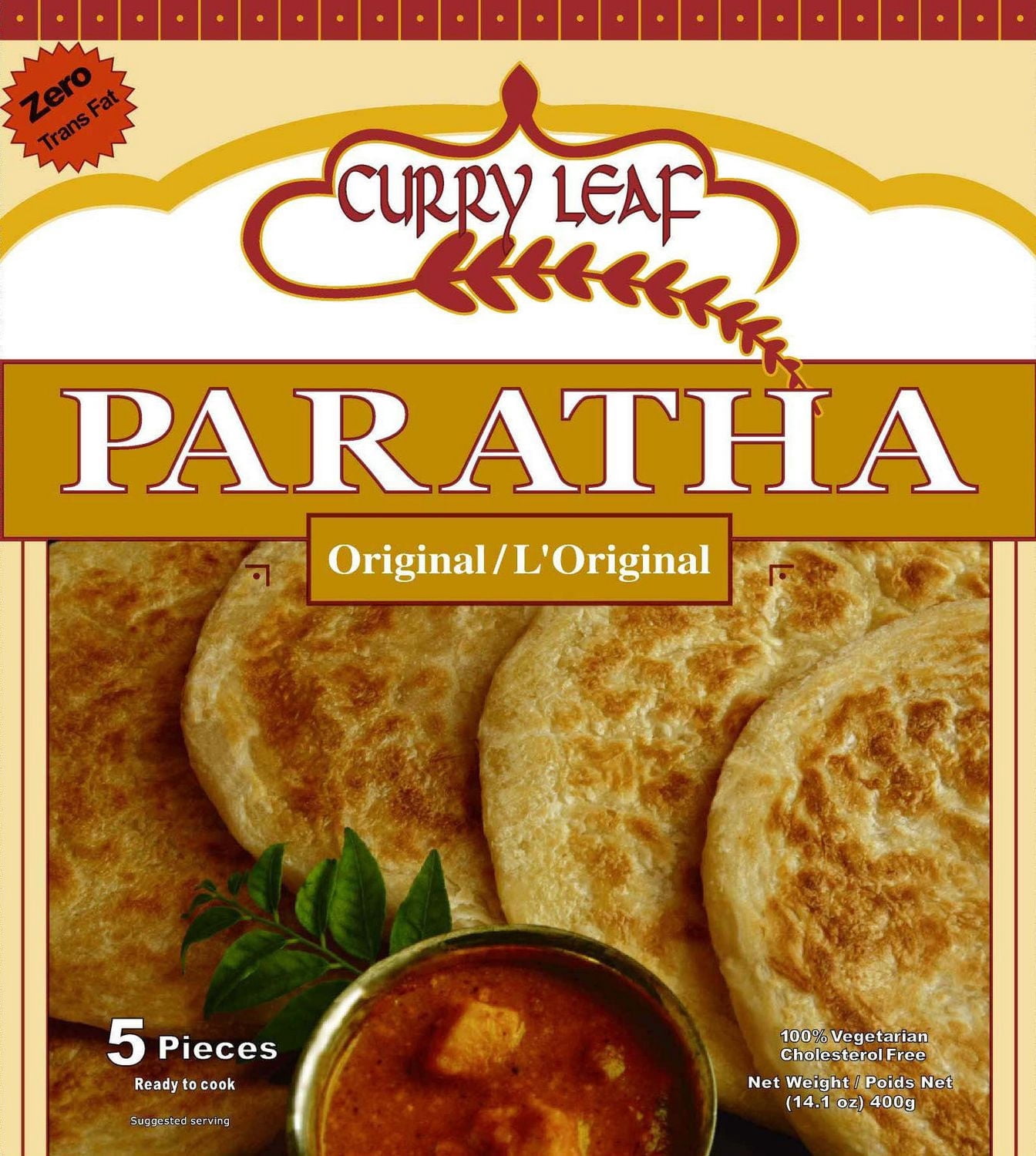 Curry Leaf Original Ready to Cook Paratha, 400 g