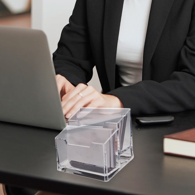 Clear Plastic Business Card Storage Box Organizer for Desk, Exhibition, or Home, ABS Material, 12x11x7cm, Spacious Card Holder