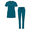Caribbean Blue, variant on Adar Addition Go-Basic Scrub Set For Women - Slim V-Neck Scrub Top & Skinny Cargo Scrub Pants
