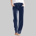 thumbnail image 2 of Plebaso Womens Velvet Pants Elastic Waist Drawstring Lounge Pants Straight Leg Trousers with Pockets, 2 of 5