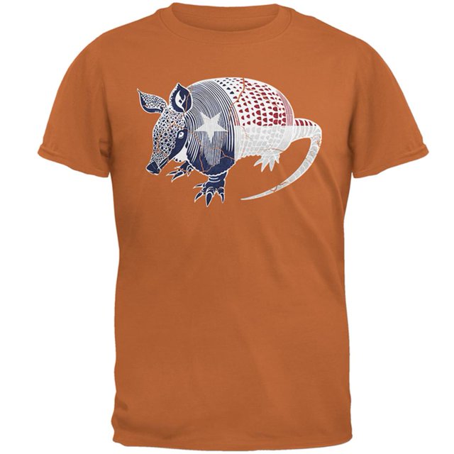 Armadillo Texas State Flag Distressed Silhouette Mens T Shirt