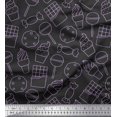 thumbnail image 1 of Soimoi Gray polyester Crepe Fabric Cookies & Cupcake Food Print Fabric by the Yard 52 Inch Wide, 1 of 1