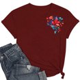 thumbnail image 2 of Pisexur Hauts de Printemps pour Femmes 2025, Hauts pour Femmes, Hauts de Sortie pour Femmes, Hauts pour Dames Mode Imprimé Manches Courtes Chemisier Amusant Col Rond T-Shirt Vin, TG, 2 of 5