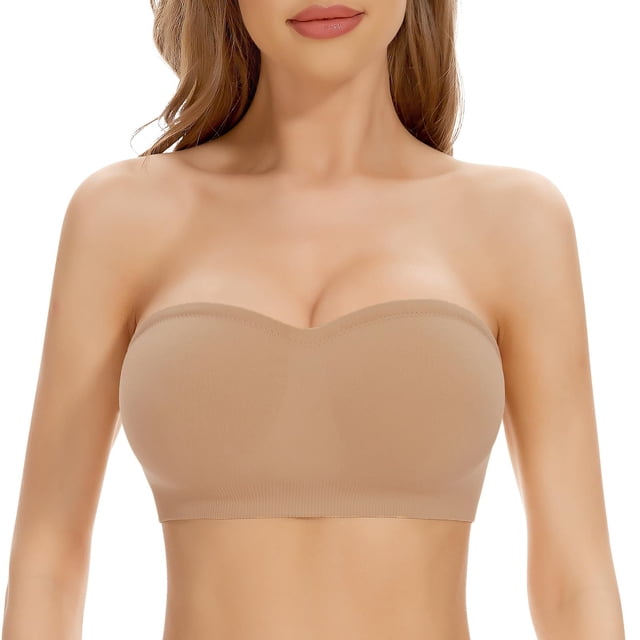JFHHQ Women's Seamless Comfort Bra Strapless Support Wrapped Design Non Everyday Wear S Beige