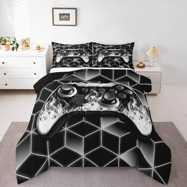 Teen Gaming Bedding Sets Full with Comforter,Duvet Insert,Lightweight 3 Pcs