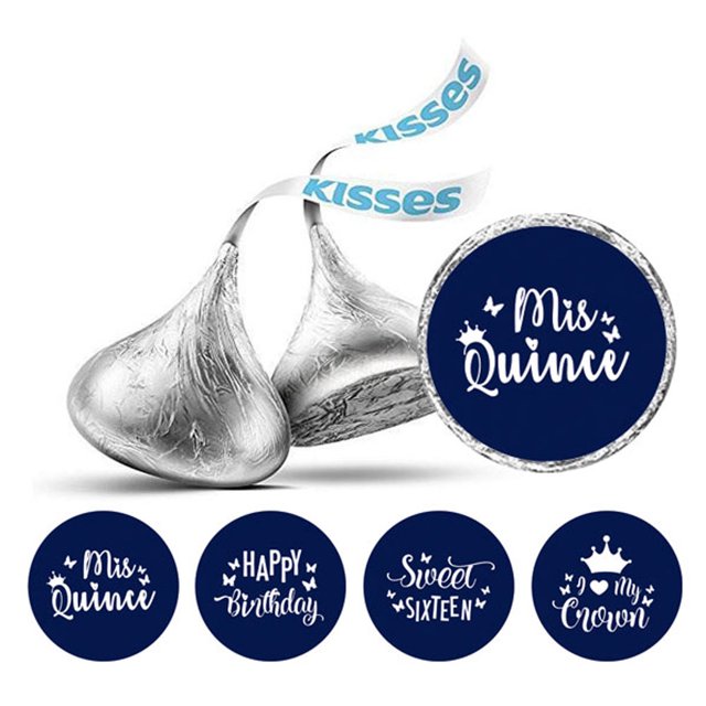Darling Souvenir chocolate Candy Labels 190 Pcs Quinceanera Party Theme Stickers-Blue