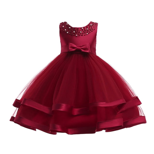 Robes Filles Robe Formelle pour Filles Robe Bordeaux Filles Filles Robe Chic Filles Tenue pour la Journée des Enfants Filles Mode