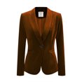 thumbnail image 1 of INSPIRE CHIC Blazer Court en Velours pour Femme à Col Châle, un Bouton, 1 of 6