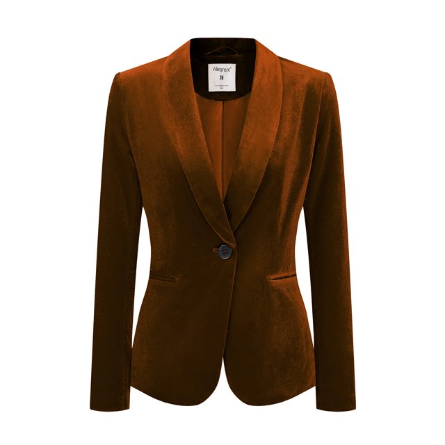 INSPIRE CHIC Blazer Court en Velours pour Femme à Col Châle, un Bouton