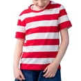 thumbnail image 1 of T-shirts d'Été à Rayures à Manches Courtes pour Filles, à Blocs de Couleur, Tendance, Col Ras du Cou, Chandails à Enfiler, Hauts, Blouse Décontractée, 1 of 5
