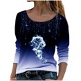 thumbnail image 1 of Fridja Women Fashion Loose O-Neck Printed Long Sleeve Top, 1 of 4