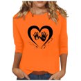 thumbnail image 1 of Dadaria Hauts pour Femmes Chemise Orange Manches 3/4 T-Shirt Col Rond Grande Taille Tee Été Chandail Blouses 2TG, 1 of 5