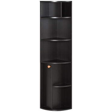 HOMCOM 5-Tier Corner Bookcase, Bookshelf with Compartments Door Cabinet