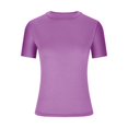 thumbnail image 4 of QIPOPIQ T-Shirts Basiques pour Femmes Col Rond Manches Courtes Courts Hauts Mignons d'Été T-Shirts Ajustés Vêtements Y2k Liquidation 2025, 4 of 6