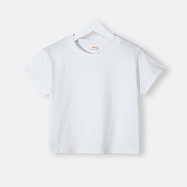 Summer Savings! SROBPTY Toddler Short Sleeve Shirts Tops, Toddler Boys Girl Comfortable Solid Color Short Sleeve T-Shirt Top White, 5-6 Years