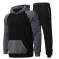 thumbnail image 1 of Male Casual Solid Two Wool Suits for Men Slim Fit Piece Suit Zipper Pocket Men Slim Suit Set Raglan Sleeve Hoodies Drawstring Man Dress Suit Zipper Pocket Pants Set, 1 of 8