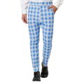 thumbnail image 1 of INSPIRE CHIC Men's Formal Color Block Slim Fit Flat Front Plaid Dress Pants Gray Blue 28, 1 of 7
