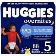 Huggies Overnites Nighttime Baby Diapers, Size 5 (27+ lbs), 88 Count