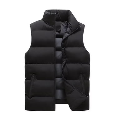 Pisexur Mens Winter Jacket Men Stand Collar Pocket Zipper Jacket Sleeveless Padded Jacket Waistcoat Mens Puffer Vest Winter Coats for Men Plus Size Jackets