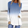 thumbnail image 1 of Styesk Chandails à Manches Longues pour Femmes Grande Taille Tendance Chemise Rayée Ample Col Rond Chandail Tunique Hauts Décontractés Dégradé Doux Léger Chandail, 1 of 5