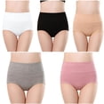 thumbnail image 1 of Plebaso Womens High Waisted Cotton Underwear Full Coverage Ladies Panties Multipack Regular and Plus Size, 1 of 3