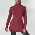 thumbnail image 4 of AherBiu Womens Sweater Tops Long Sleeve Turtleneck Ribble Knit Slim Pullover Tunic Sweaters Shirt Blouse, 4 of 5