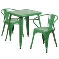 thumbnail image 1 of Flash Furniture Set de Restauration Bistro en Métal Carré 3 Pièces en Vert, 1 of 9